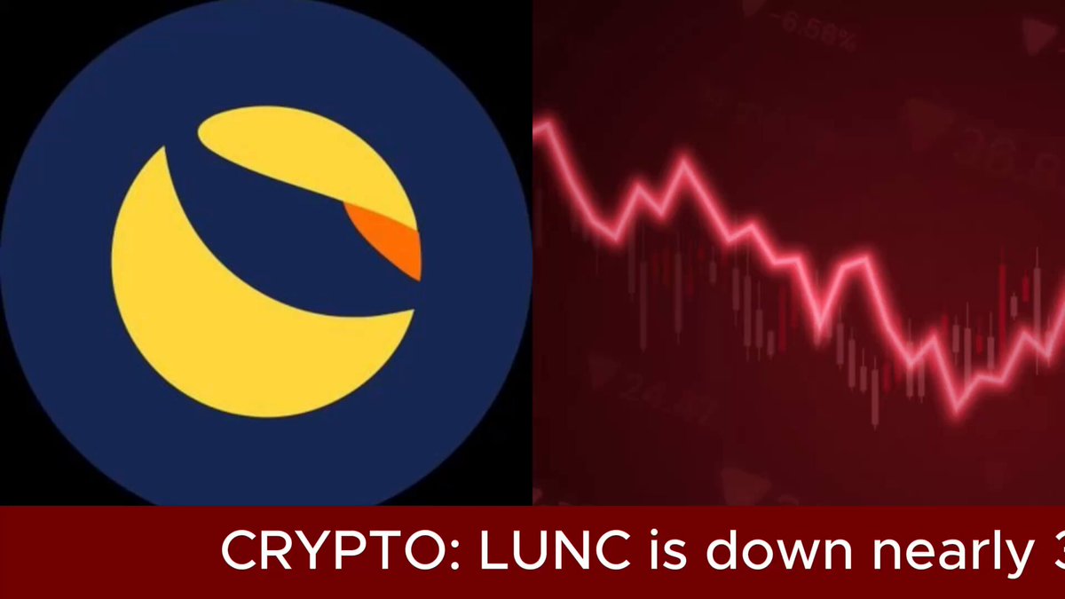The image features a graphic that represents a currency exchange rate, with Bitcoin symbols at the top and bottom corners and a line graph below them, showing either a downward trend or a sideways curve depending on the interpretation. Below this, there's a description of Cryptocurrency, specifically focusing on LUNC, which is down nearly 30% in the past 30 days. The image also includes text that reads "Can LUNC Recover From Its 30-Day Slump? After a decent run in early May, which saw 
Bitcoin surpass $600M in marketcap, the price has retraced. Currently, the marketcap stands at $400M and is down by nearly 30% in the past 30 days". This information suggests that the cryptocurrency's value may have experienced a significant drop recently or that its recovery could be gradual, given its current position in the market.