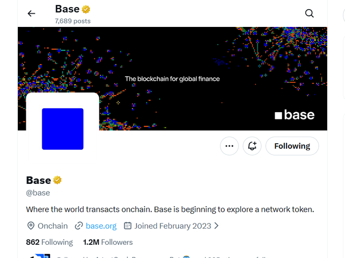 The main focus of this image is a social media post by a user named "@base", which includes a blue square containing text, such as "BASE TOKEN RUMORS JUST GONE REAL" or other information related to Base Tokens. The post has been retweeted several times with the caption "Base token rumors just got real".