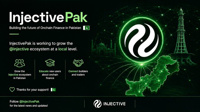 The image features an advertisement for Injective Pak, a company that specializes in building the future of orchids in Pakistan. The main focus of the ad is the Injective ecosystem, which is designed to help new users understand onchain finance and connect with other builders and traders within the local ecosystem. The post highlights this feature by showing an image of the Injective Pak logo and a map of Pakistan, along with text that explains how the company works to grow the orchid industry in the country.