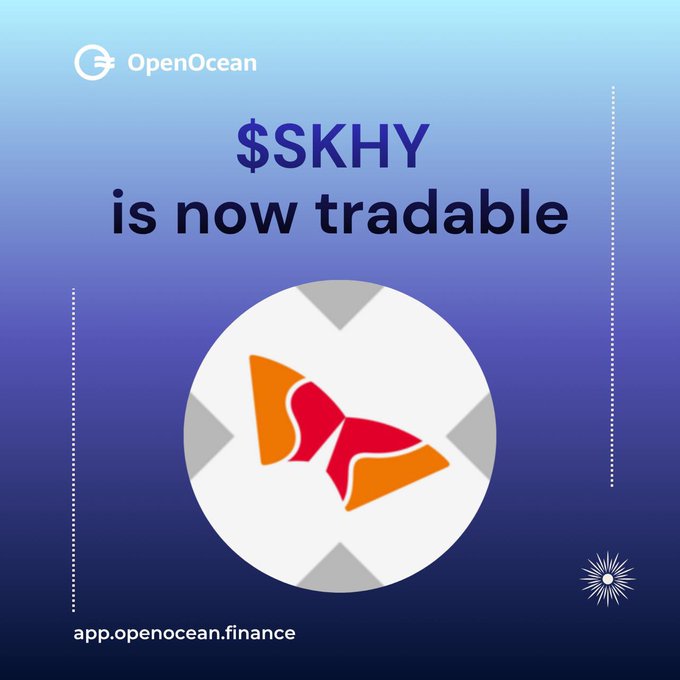 OpenOcean announces that $SKHY, a tokenized version of SK Hynix issued by Backpack Securities, is now tradable on their Solana-based platform at app.openocean.finance, matching the post's promotion of 24/7 onchain trading for the tokenized equity.