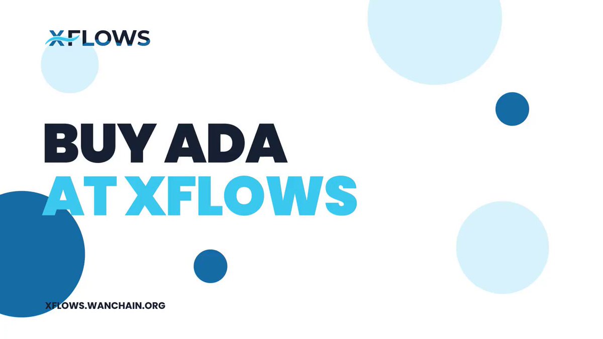xtflows.org is a website that allows users to buy and sell digital tokens, including cryptocurrency. The image shows an advertisement for buying ADA at XFlows, which is a crosschain DEX token. The text "Buy ADA at XFlows" is displayed in blue above the image of circles on a white background.