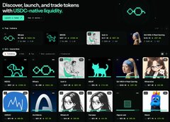 The image shows a dark-themed web platform homepage displaying "Discover, launch, and trade tokens with USDD-native liquidity" alongside market metrics, while a separate graphic features an address labeled "Minara" paired with a portrait of a long-haired woman—connecting to the post's highlight of a trader profiting from $MINARA token buys and sales.