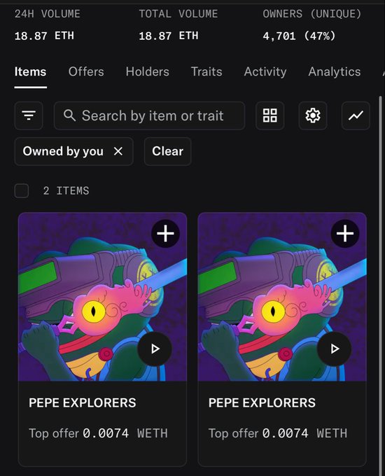 !" @PepeExplorers minted two coins of 50 Ethers", "mints of pepe explores 2 mints @top $12 fp thoughts?". The text is written in a way that it connects with the image's content, which seems to be a reference to the Minting post.