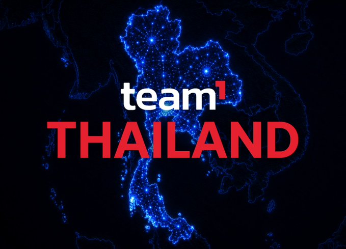 A digital graphic with a glowing blue map of Thailand and the text 'team THAILAND' in red and white.