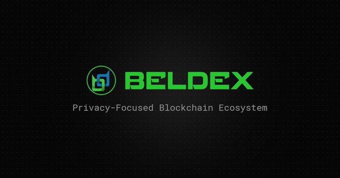 A logo for 'BELDEX' displayed in green text on a dark background, with the tagline 'Privacy-Focused Blockchain Ecosystem' below it.