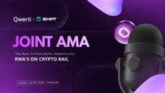 A promotional banner for a 'JOINT AMA' between Qwerty and DePIN on the topic 'RWA'S ON CRYPTO RAIL', scheduled for Tuesday July 29, 2024.