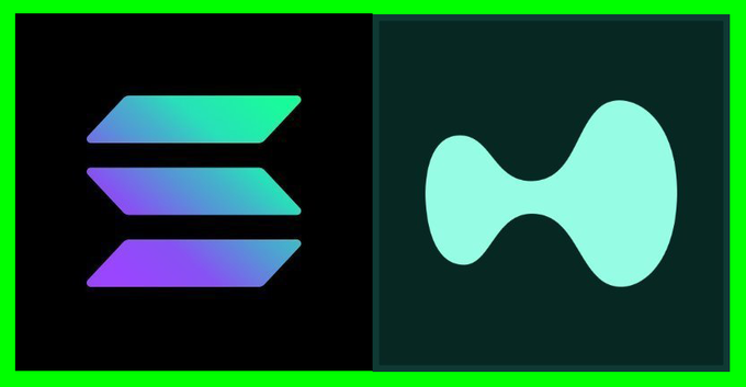 The image displays a logo that features two color variations of an 'S' shaped symbol, accompanied by the words "HYPE did more volume on Solana than all CEXes combined". This suggests that the logo is related to cryptocurrency or blockchain technology. It has been shared with the world through social media and other online platforms, possibly promoting the idea of a new or exciting product or service in this space. The text within the image encourages viewers to consider how they might be able to participate in or benefit from such opportunities.