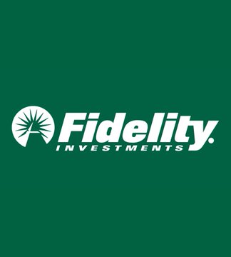 The Fidelity Investments logo in white text on a solid green background.
