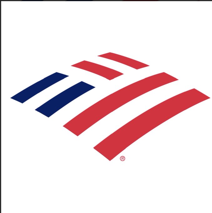 The image displays the Bank of America logo, featuring its iconic red and blue striped flag design with a registered trademark symbol, though it appears to have no direct connection to the XRP price prediction post accompanying it.