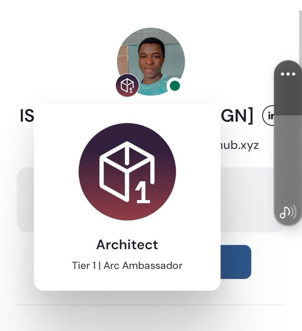 The image features a screenshot of an online platform where a person's information is displayed. The user has listed their username as "Architect" and their email address as "@arc builders". This message was posted, and it says, "Yesterday was an Amazing day for @arc builders. Congratulation to those who got recognised by Arc team, this is another oppotunity for you to get more connections with Arc builders." The platform appears to be a social networking site where users can share information about themselves or their work.