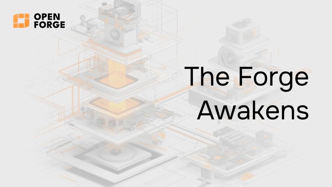 The image features a white background with black text that reads "The Forge Awakenings". Below this title, there are several logos for companies such as Open Force, DogeBox1, StepHDREALS, Clementjr3rd, Osivwi10, and others. The text also includes the names of some winners from a competition named "The Forge Awakenings", which was held on October 1st, 2016.