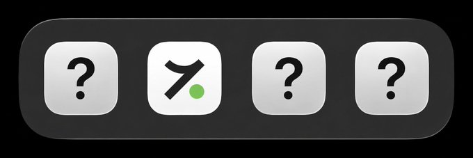 The image shows four rounded square app icons on a dark background, with the second icon featuring a stylized logo and a green dot, while the other three display question marks—representing the three yet-to-be-revealed essential apps for the bull run, alongside Hotcoin.