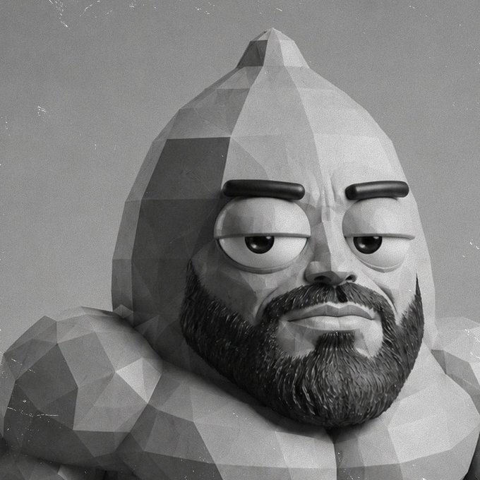 A low-poly 3D render of a muscular, bearded "Maxi" character with a stoic expression appears alongside a campaign announcement for a Base x Ethos Network "Reputation Maxxing" promotion, visually personifying the "Campaign Maxi" role users can unlock by completing social tasks on Guild.