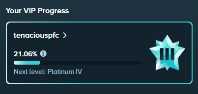 The image shows a screenshot of a progress bar for a virtual private currency (VPC) account, with a star symbol indicating that the user has reached the next level or milestone. The text in the image reads "Your VIP Progress", which suggests that the user's progress is being tracked and displayed on the screen.