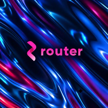 The image displays the "Router" logo in bold pink lettering with a stylized "R" symbol, set against a dynamic background of swirling blue and pink liquid-like waves. The visual branding aligns with the news of Router Protocol, a cross-chain infrastructure firm, announcing its shutdown and the burn of 30% of its ROUTE token's maximum supply after failed commercialization efforts.