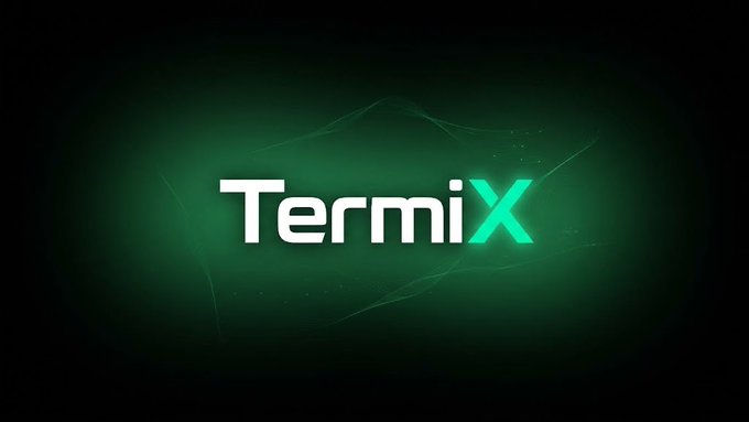 A logo for 'TermiX' displayed in white and teal text against a dark green gradient background.