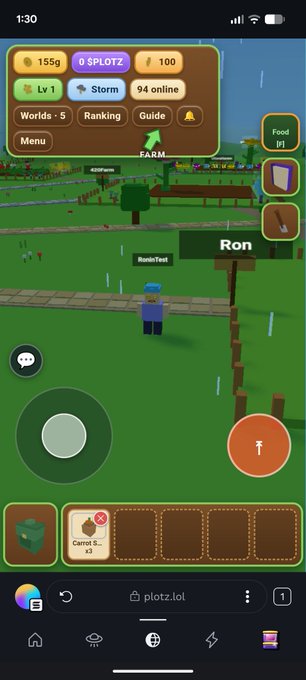 The image shows a screenshot of an app interface that appears to be a gardening app named Plotz. The main content displayed includes text related to the garden, such as "Welcome to the garden! @JupiterExchange and @Ronin_Network wallets are now fully supported in Plotz", followed by a description about the gardening app. The image is accompanied by a small icon of a plant on the left side, suggesting that it might be an advertisement for some gardening-related product or service.