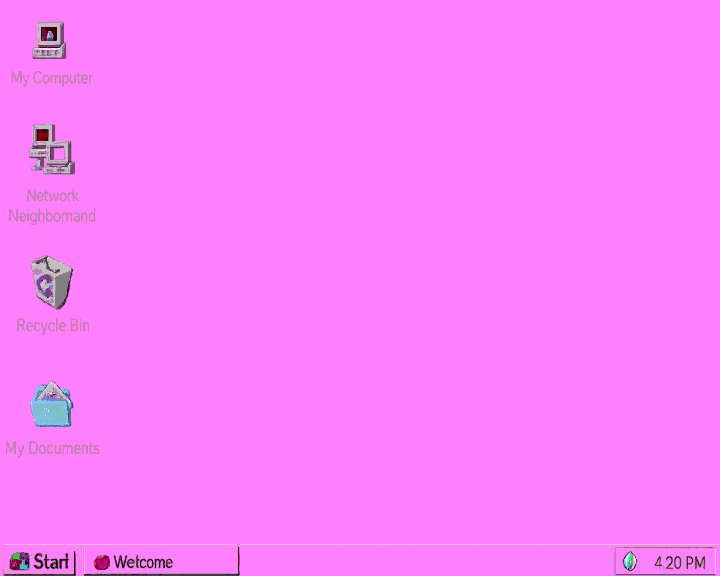 The image shows a computer screen with a pink background displaying a list of icons, including a recycling bin icon, a computer monitor, an old floppy disk, and a printer. The text "hi fam, new gif" appears at the bottom of the image. This suggests that someone has created this image as part of a post or message related to the topic of recycling bins and computers.