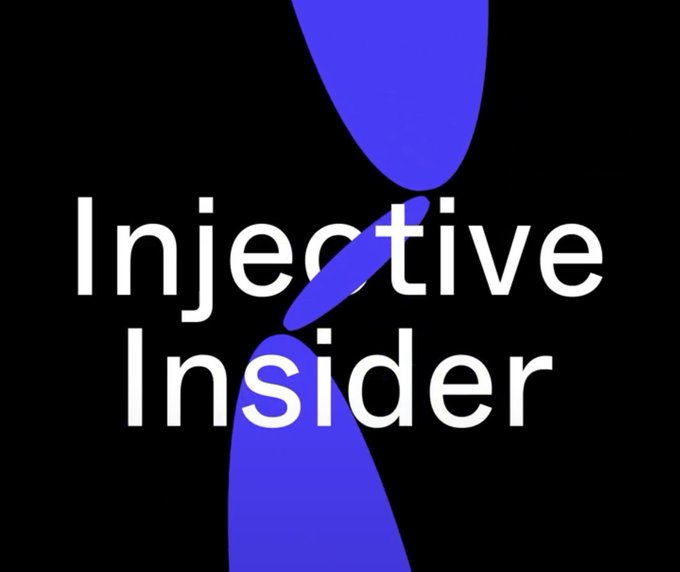 A black background with a blue abstract shape and white text reading 'Injective Insider'.