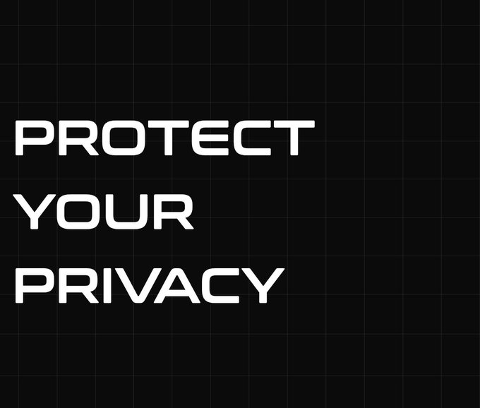 A black background with white text reading 'PROTECT YOUR PRIVACY' in a futuristic font.