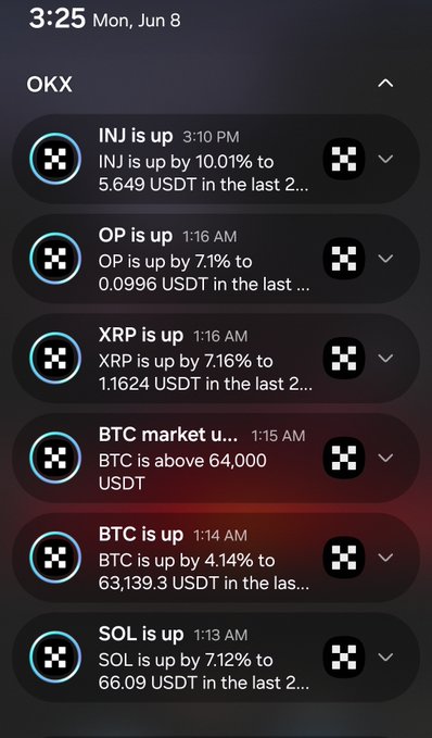 The image features a phone screen with an array of emails displayed on it, including one titled "OLI IS UP BY 10%". The notifications seem to be about Bitcoin prices or other cryptocurrency-related information, suggesting that someone might have received a message containing important details or updates related to their interests in Bitcoins. The text and images emphasize the significance of the emails and make them appear visually appealing for the viewer's attention.