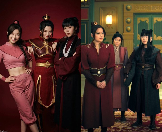 The image shows two side-by-side photos featuring three young women in traditional red and dark Fire Nation-inspired costumes reminiscent of *Avatar: The Last Airbender*. A small "imgflip.com" watermark appears in the bottom left corner, suggesting the image was created or shared via the imgflip meme platform. The post references Bitcoin, Solana, and Ethereum with the years 2025 and 2026, humorously implying these cryptocurrencies will "Avatar" or transform into powerful, dominant forces—poking fun at exaggerated crypto price predictions by likening the "rise" of these digital assets to a Fire Nation conquest.