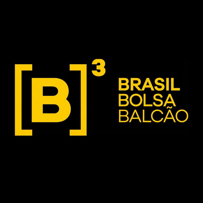 The image displays the B3 logo (Brasil, Bolsa, Balcão), Latin America's largest stock exchange, in yellow against a black background, featured in an announcement about B3 launching options on Bitcoin, Ethereum, and Solana futures.