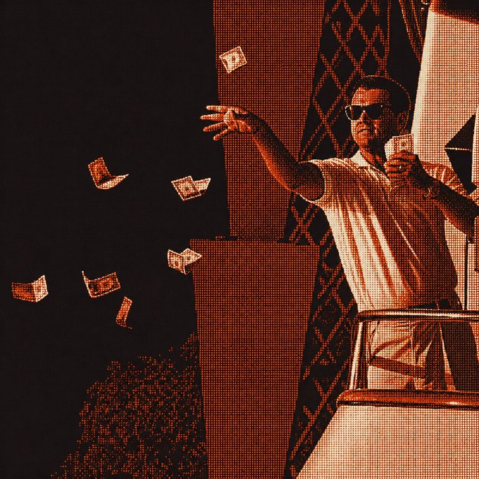 The image features a man standing outside, throwing money into the air as if celebrating an achievement or milestone related to cryptocurrency. The surrounding area includes buildings and trees, creating an urban setting for this scene of celebration. The caption "Iykyk" is likely referring to Solana, the cryptocurrency platform where the man's actions are taking place.