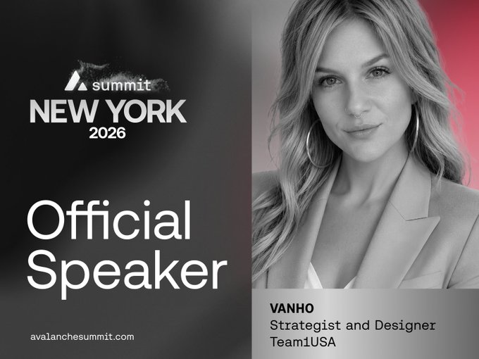 A promotional graphic for 'Summit NEW YORK 2026' introduces 'VANHO, Strategist and Designer, Team1USA' as an Official Speaker.
