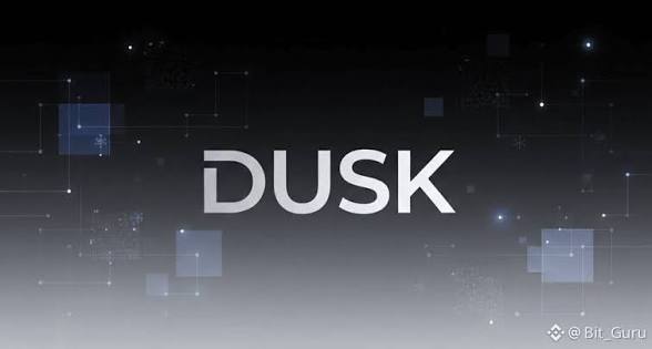A dark graphic with the word "DUSK" displayed prominently in white text against a background of glowing squares and lines, watermarked with @Bit_Guru.