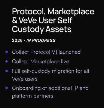 The image shows a black background with white text that reads "Protocol, Marketplace & VeVE User Self Custody Assets". Below this title, there are three bullet points explaining what these assets are and their purpose. The first bullet point states that these assets will be used for collecting protocols from users who have self-custody on the CollectChain. The second bullet point explains that these assets will help collect protocols from users who want to deploy them in a marketplace setting, while the third bullet point describes how these assets can be used over an extended period of time.