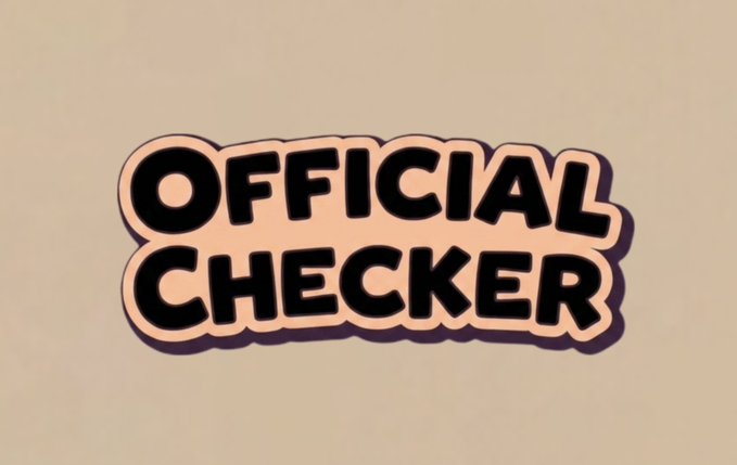 The image displays the text "OFFICIAL CHECKER" in a bold, rounded sticker-style font with peach coloring and dark purple shadow against a beige background. This graphic serves as an eye-catching header for the announcement about the Hypz Official Checker tool going live on OpenSea for users to verify their eligibility.