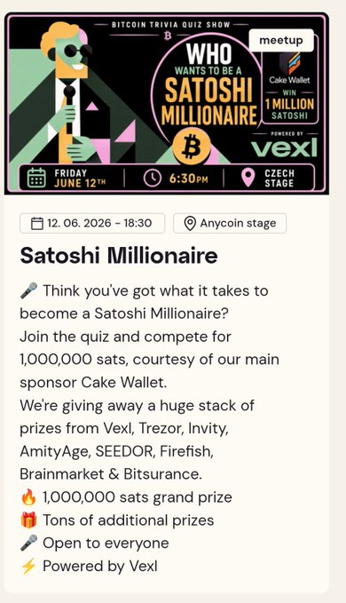 In this image, a flyer for a guessing game is shown, where people can try their luck at guessing a Bitcoin value correctly to win a grand prize of 1,000,000 satoshis. The flyer also mentions that one needs to join the guessing contest and answer a question about the Satsoshi Millionaire. It encourages participants to share any additional prizes or information they may have.