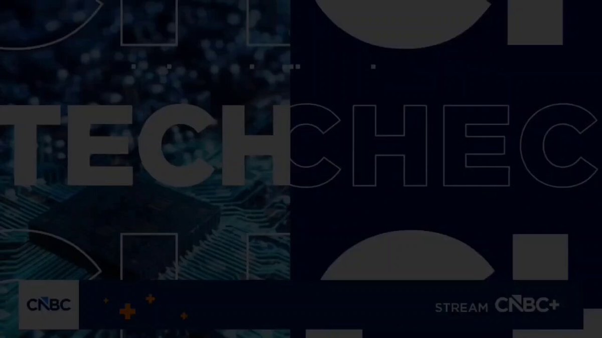 The image features a large blue banner with white text that reads "Tech CHECK" at the top, followed by "Stream Cbc+", which suggests that this content may be related to a news or information platform like Cbc. The background of the banner is black and has a patterned design in shades of gray and white.