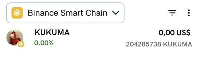 The image shows a Binance Smart Chain wallet interface displaying a balance of 0.00 US$ and 204,285,738 KUKUMA tokens, which visually contradicts the accompanying post's claim that participants will receive a 135,000 KUKUMA airdrop—suggesting the post may be misleading or part of a potential airdrop scam.