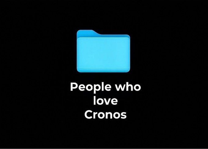 The image shows a blue folder icon on a black background with the text "People who love Cronos" beneath it. This serves as a meme-style graphic for a "People who love [brand]" series, with "#212" indicating Cronos is the 212th entry in the list.