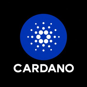 The Cardano logo is displayed on a black background, featuring the brand's signature blue circular emblem with a dot pattern above the white "CARDANO" wordmark. This visual ties directly to the post's announcement about Charles Hoskinson's new programming language aimed at enhancing $ADA's smart contract capabilities.