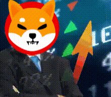 The image features a Shiba Inu dog wearing a suit, standing against a blue background with an upward-pointing arrow symbolizing growth or progress. The text "I am buying more $SHIB" is also present in the image. This suggests that the Shiba Inu is promoting a product or service related to investing and financial matters.