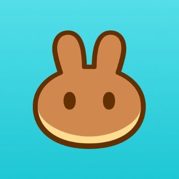 A simple cartoon illustration of a smiling brown bunny face with long ears against a bright blue background.