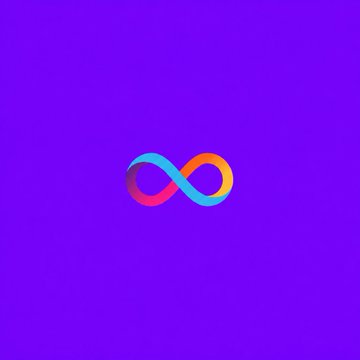 A simple purple background featuring a colorful infinity symbol logo in the center.