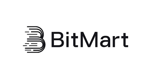 The BitMart logo in black and white, featuring a stylized 'B' with horizontal lines.