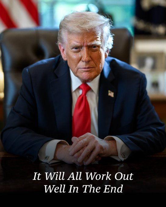 "TRUST IN TRUMP" is a phrase that has been added to the image, which is about Donald Trump's presidency. The text is written in white capital letters at the bottom of the image.