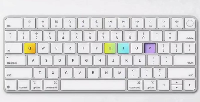 The image shows a close-up view of a white keyboard with colorful keys. The keyboard has a QWERTY layout, which is typical for most keyboards. There are several keys on this particular keyboard, including the Enter key at the top left corner, the Return key in the bottom right corner, and the Alt key located below it. Additionally, there's a space bar positioned between the Alt and Enter keys. The image also contains some text that reads "Spent some time checking out @quipnetwork and the approach is interesting. While most projects stay in the present, $QUIP is preparing for post-quantum threats across chains without major changes required."