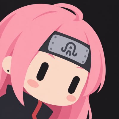 A chibi-style cartoon avatar with pink hair, rosy cheeks, and a Konoha headband from Naruto is set as a new profile picture. The anime-inspired design with its cute, minimalist features makes for a playful and stylish PFP update.