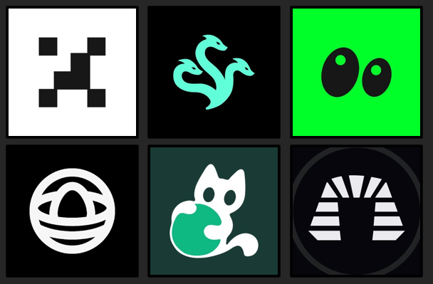 The image features a grid of six square icons arranged in two rows of three. The icons include logos for various companies, such as Facebook, Twitter, Instagram, Google, and Yahoo. Each company logo is displayed against a black background with white text. The arrangement of the icons creates an organized layout that allows viewers to easily compare and contrast the different logos.