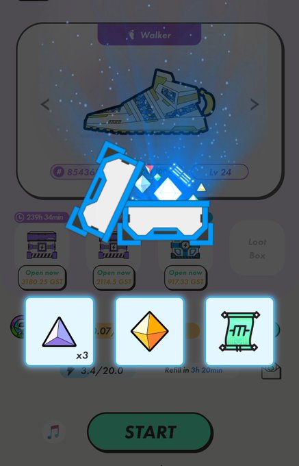 iphone screen displays a 3x3 grid of icons, including a blue shoe, white box, and green scrollbar with "WALKER" text.