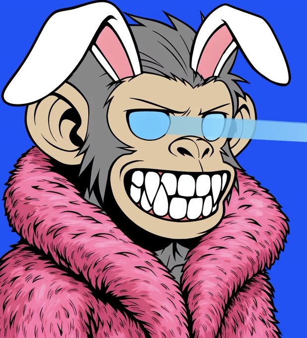 The image features an anthropomorphized cartoon monkey wearing a pink fur coat, with its eyes wide open as if looking directly at the camera. The monkey appears to be smiling, giving off a friendly vibe. The caption of the image reads "Dam the @apesonape community shows up I’m in a lot of communities on Apechain I think I found my home". This message seems to be related to the post about the Apechain community and their interests.
