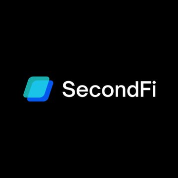 The image features the SecondFi logo—a stylized blue and cyan wallet icon alongside the "SecondFi" wordmark—set against a black background. It serves as the brand identity for the Cardano wallet that has announced its shutdown following a $2.4M exploit.