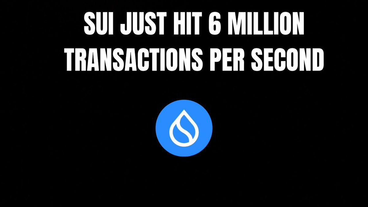 The image features the Sui ($SUI) logo below bold white text on a black background reading "SUI JUST HIT 6 MILLION TRANSACTIONS PER SECOND," visually highlighting the headline performance milestone discussed in the post about the July 4th mainnet stress test that ultimately exceeded its 1 million transaction target.