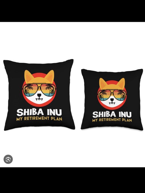 The image features two square throw pillows, each with a cat face design on them. The cat faces are wearing sunglasses and have a tropical theme. One pillow has a larger size compared to the other. The text "SHIBA INU MY SAVINGS & RETIREMENT ACCOUNT #SHIBARMY" is written below the cat faces in both pillows, indicating that these items might be related to retirement planning or savings goals.